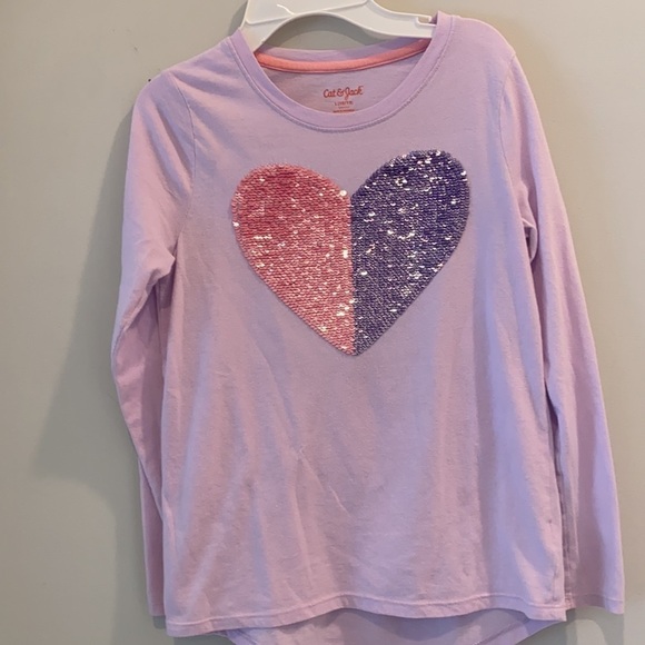 Cat & Jack flippy sequin long sleeve t-shirt. Size large.  Set of 2 - Picture 6 of 11